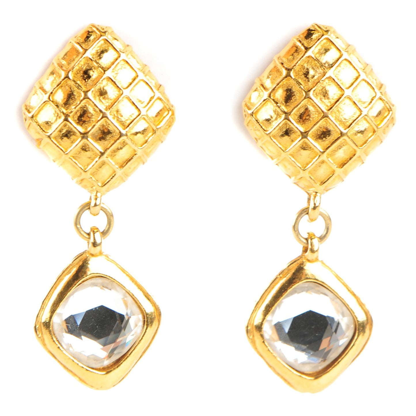 Crystal CC Clip On Earrings Gold
