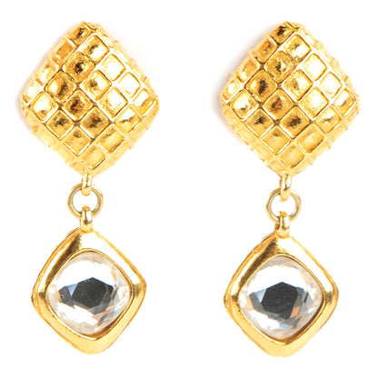 Chanel Crystal CC Clip On Earrings Gold 1 of 4
