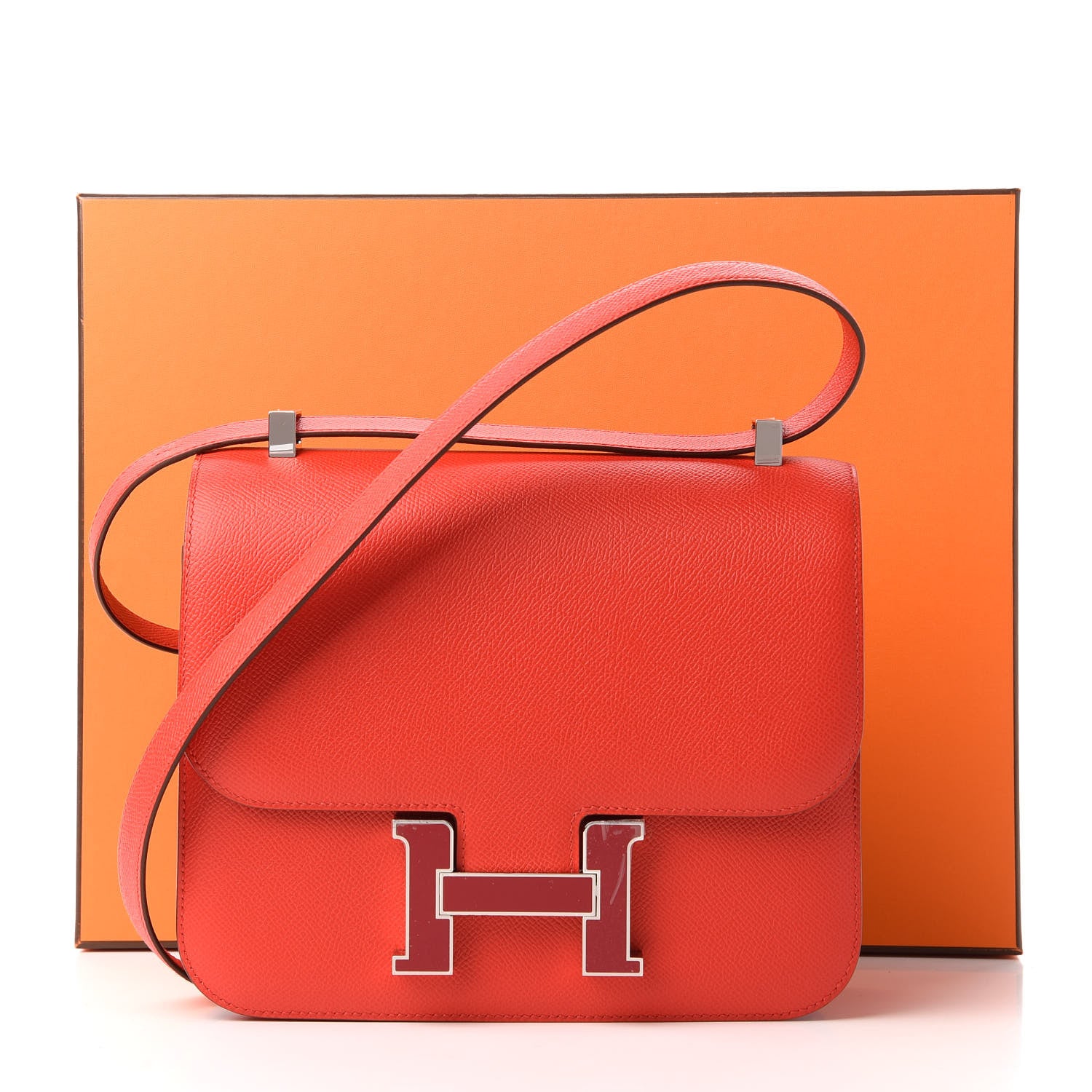 Hermes Epsom Enamel Constance 24 Rouge De Coeur Rubis 11 of 11