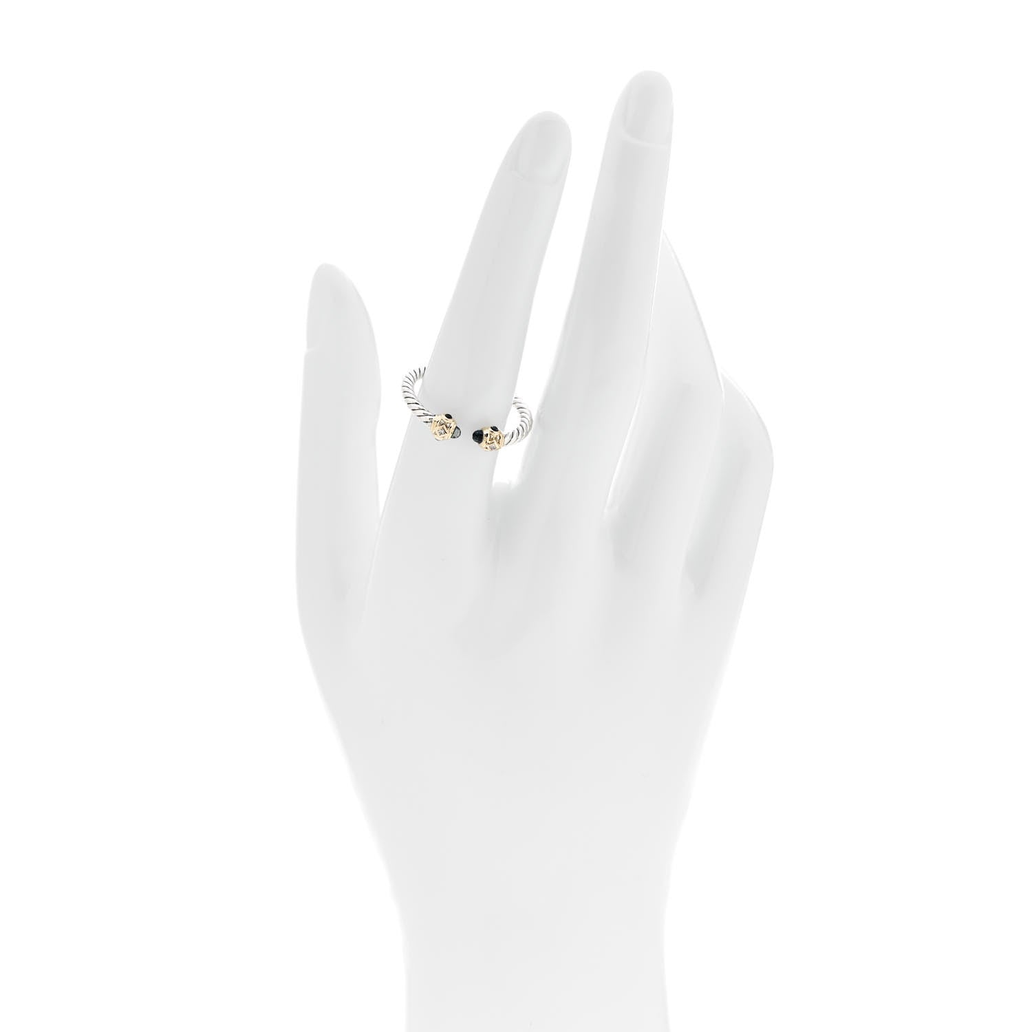 David Yurman Sterling Silver 14K Yellow Gold Diamond Blue Topaz Renaissance Ring 56 7.5 2 of 4