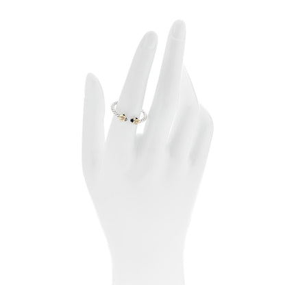 David Yurman Sterling Silver 14K Yellow Gold Diamond Blue Topaz Renaissance Ring 56 7.5 2 of 4
