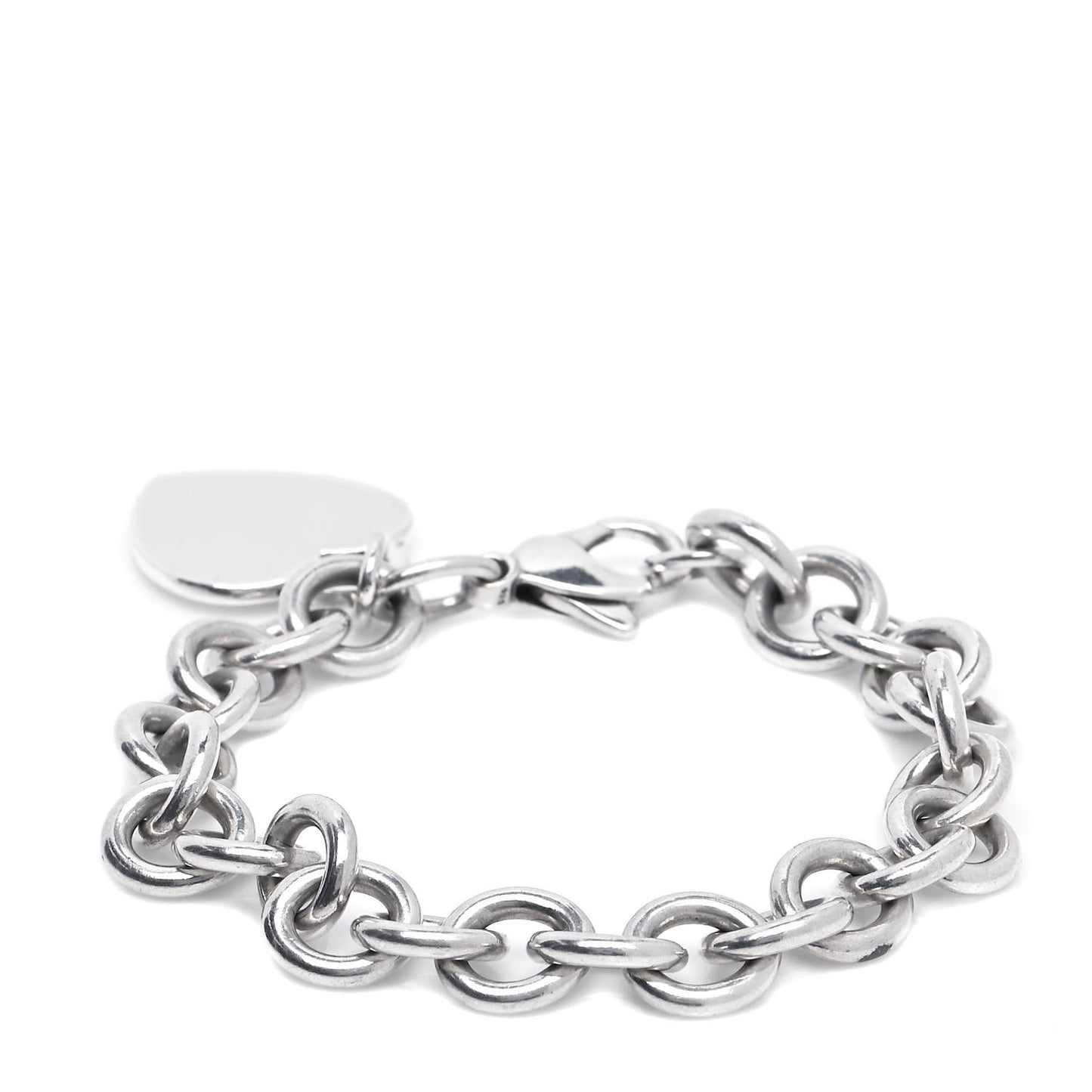 Sterling Silver Heart Tag Charm Bracelet