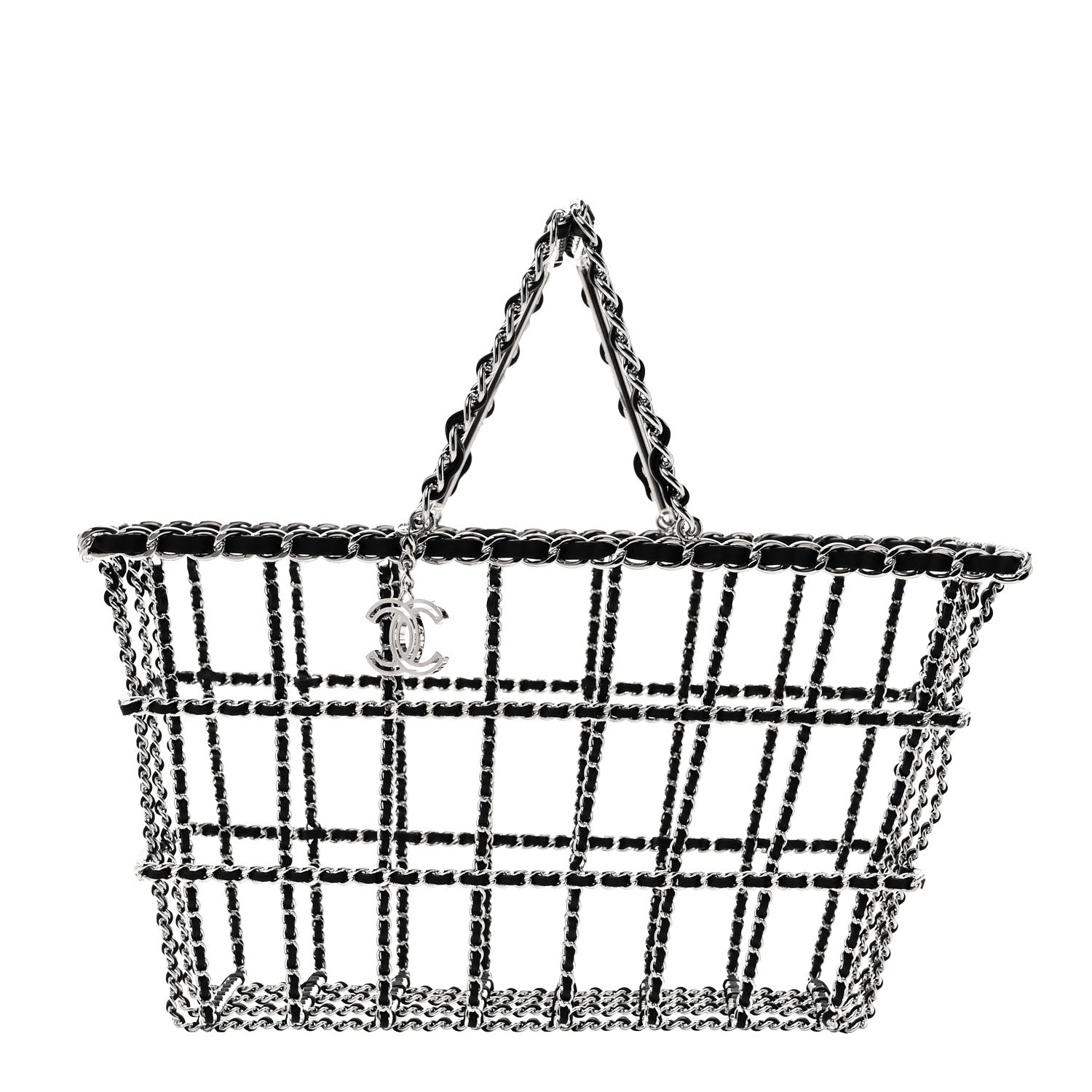 Chanel Brass Calfskin Medium Grocery By Chanel Shopping Basket Silver 1 of 8