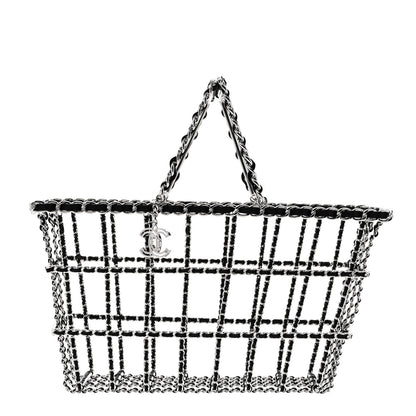 Chanel Brass Calfskin Medium Grocery By Chanel Shopping Basket Silver 1 of 8