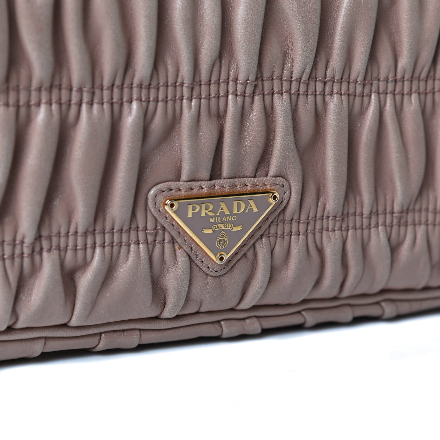 Nappa Gaufre Ruched Wristlet Clutch Pomice