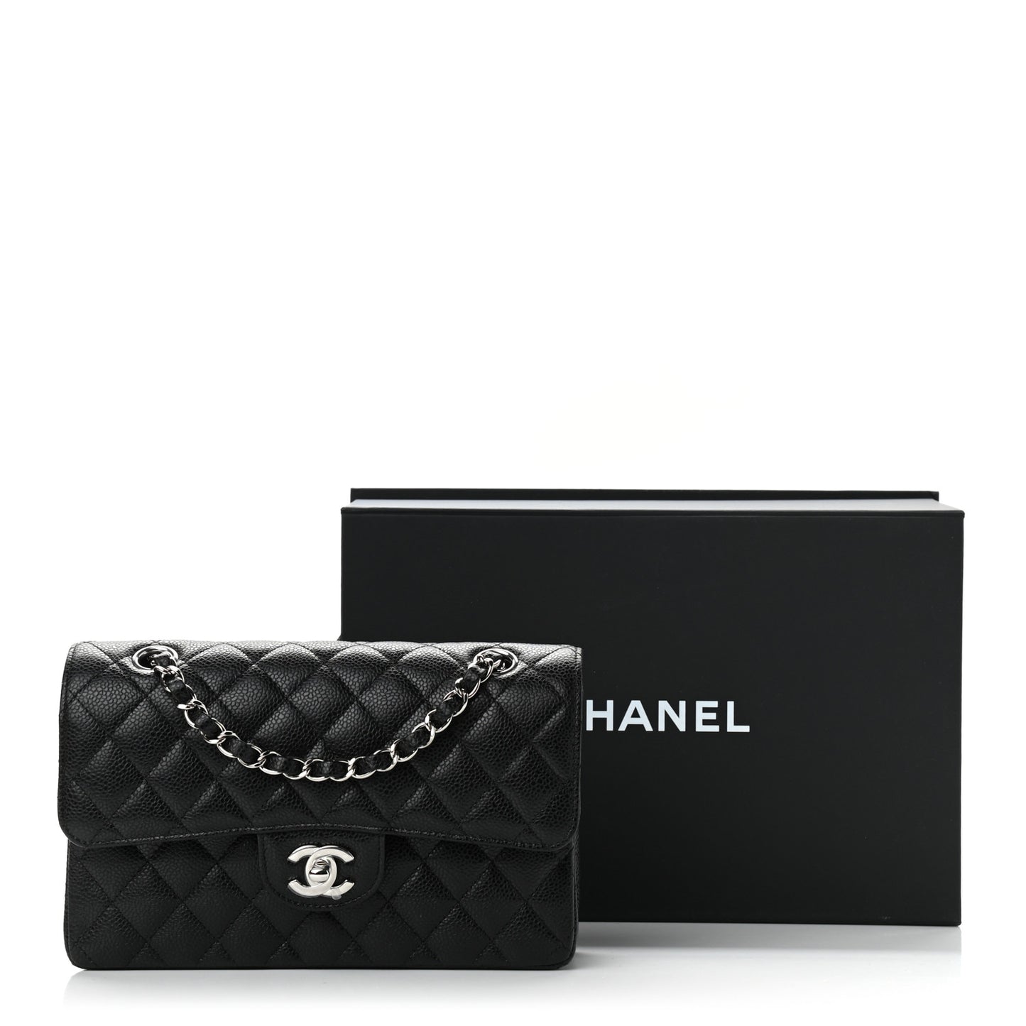 Caviar Quilted Small Double Flap Black