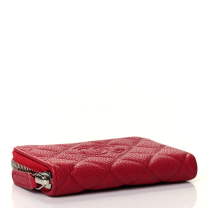 Chanel Caviar Quilted Diamond CC Zip Coin Purse Dark Pink 4 of 8