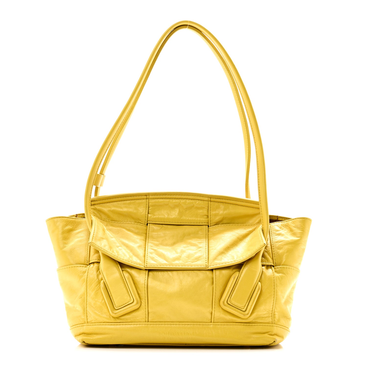 Bottega Veneta Paper Calfskin Maxi Intrecciato Medium Arco Yellow 1 of 9
