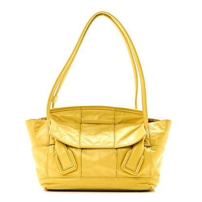 Bottega Veneta Paper Calfskin Maxi Intrecciato Medium Arco Yellow 1 of 9