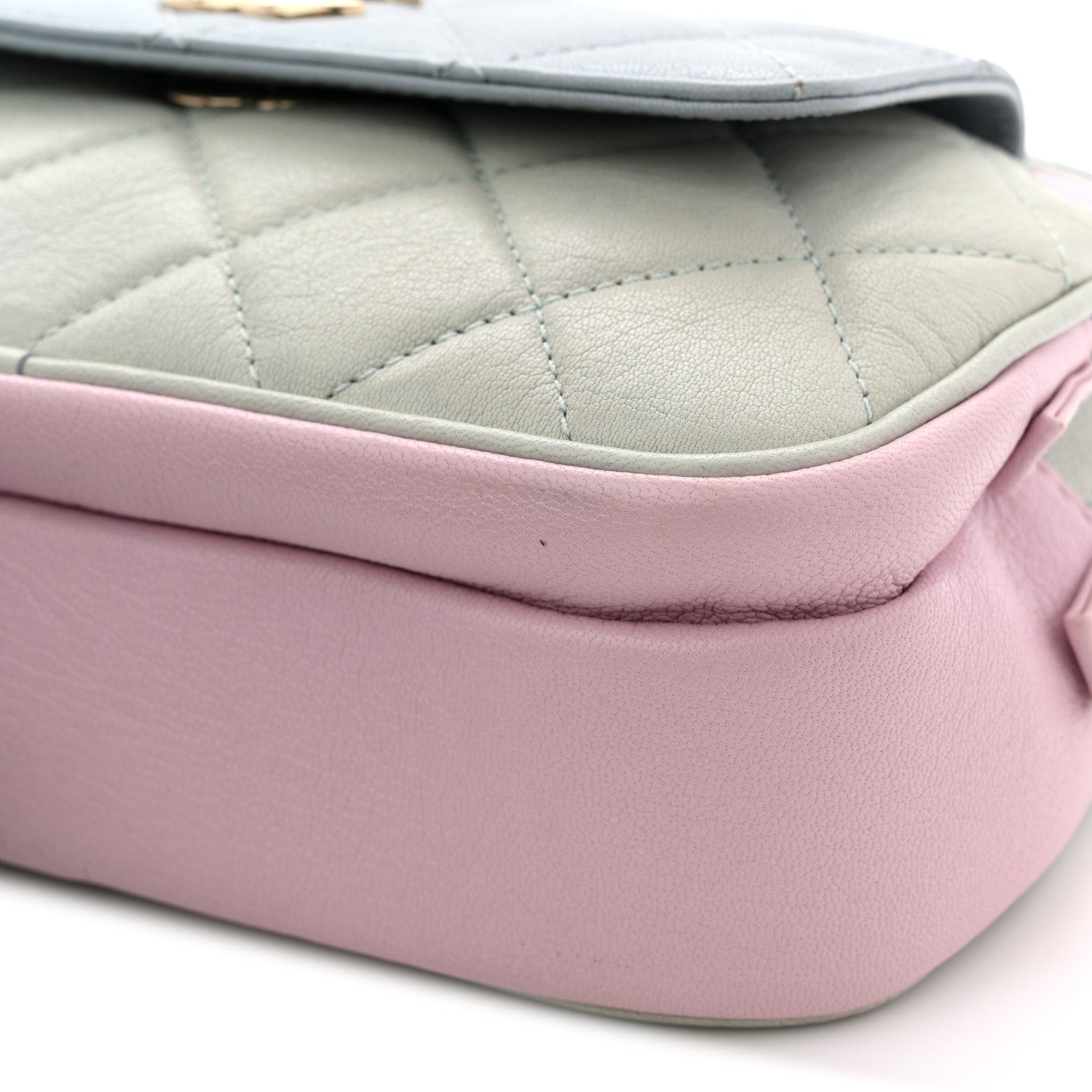 Chanel Goatskin Quilted Waist Bag Green Blue Pink 11 of 13