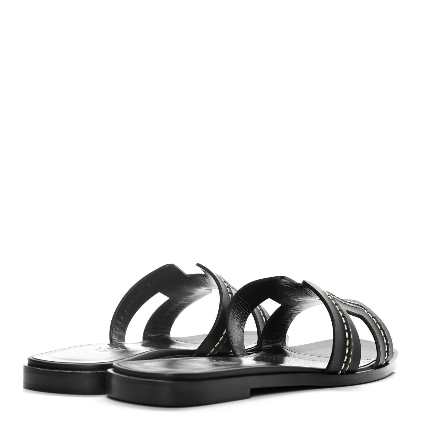 Calfskin Pique Oran Sandals 36.5 Black