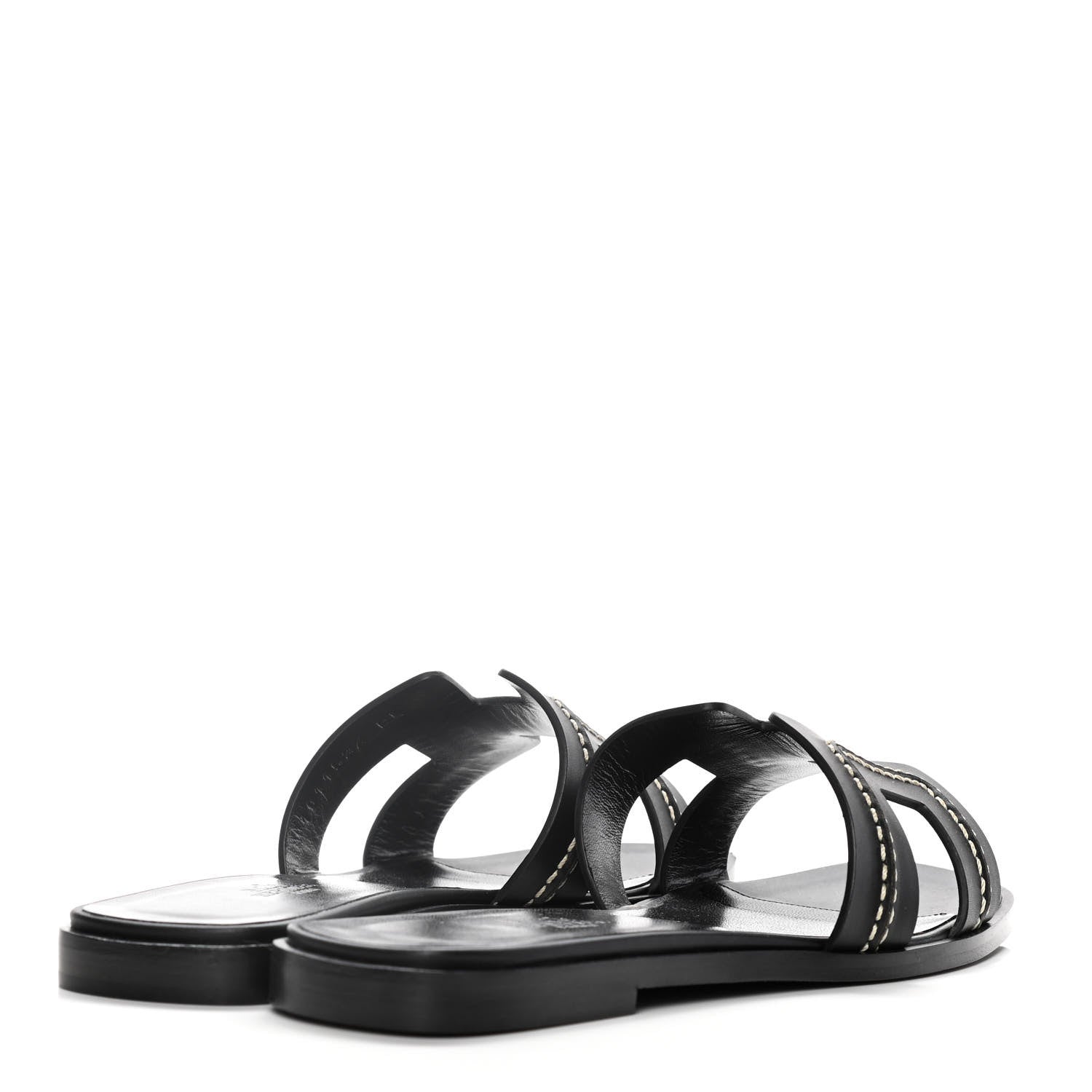 Hermes Calfskin Pique Oran Sandals 36.5 Black 4 of 10
