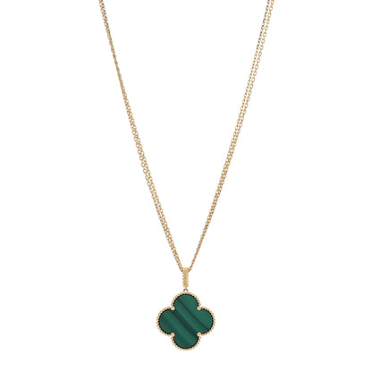 Van Cleef & Arpels 18K Yellow Gold Malachite Magic Alhambra Pendant Necklace 1 of 4