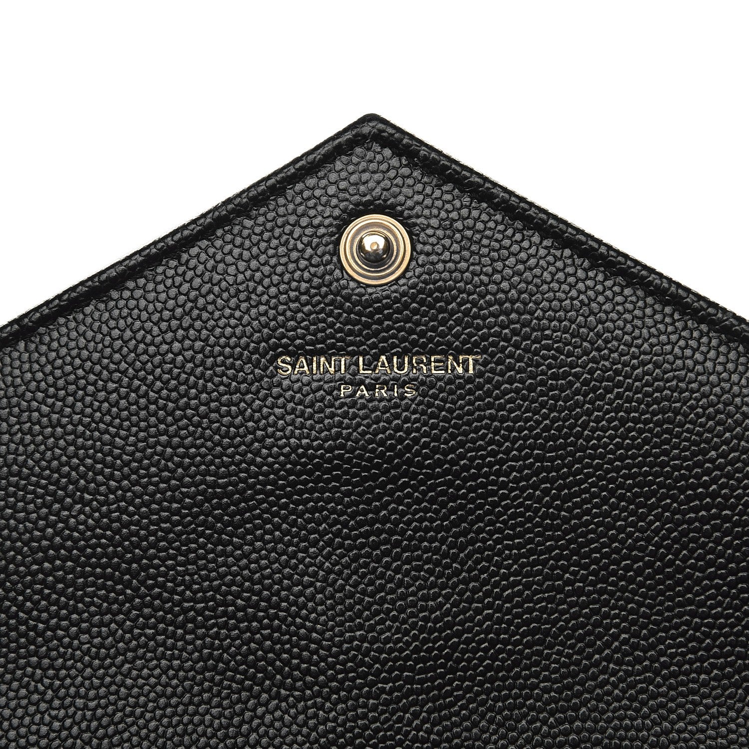 Saint Laurent Grain De Poudre Matelasse Chevron Monogram Envelope Chain Wallet Black 6 of 10