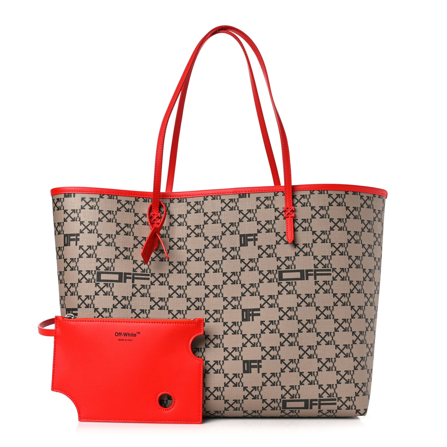 Coated Canvas Arrow Print Day Off Tote Bag Beige