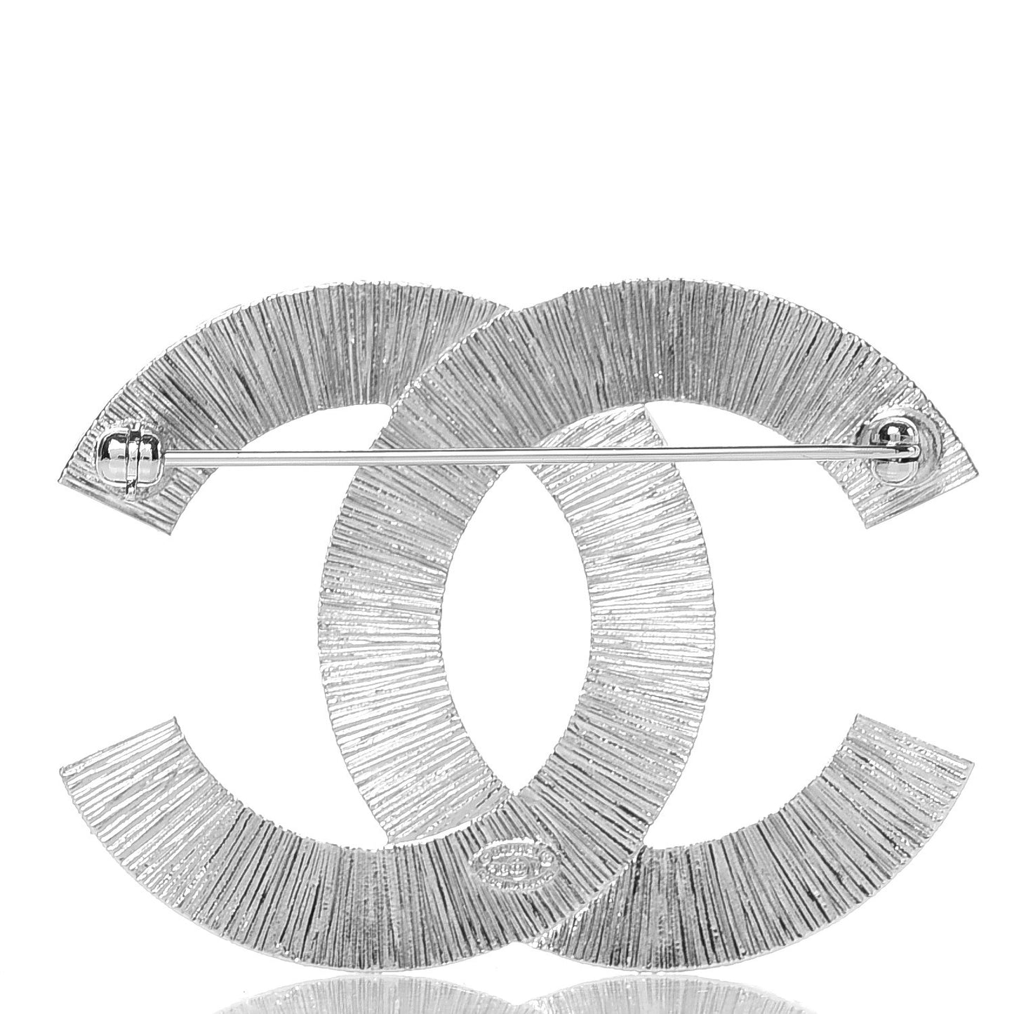 Baguette Crystal CC Brooch Silver