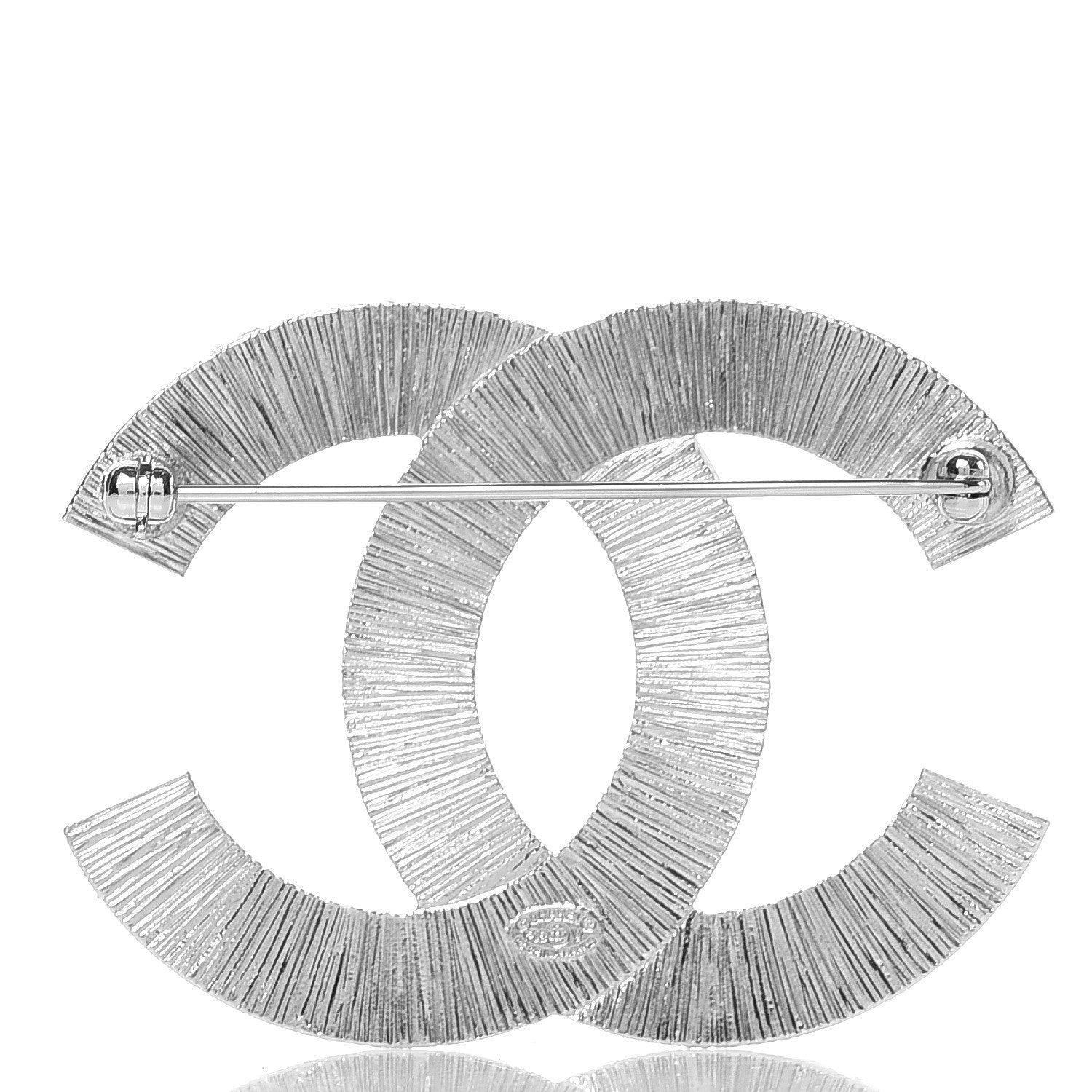 Chanel Baguette Crystal CC Brooch Silver 3 of 5