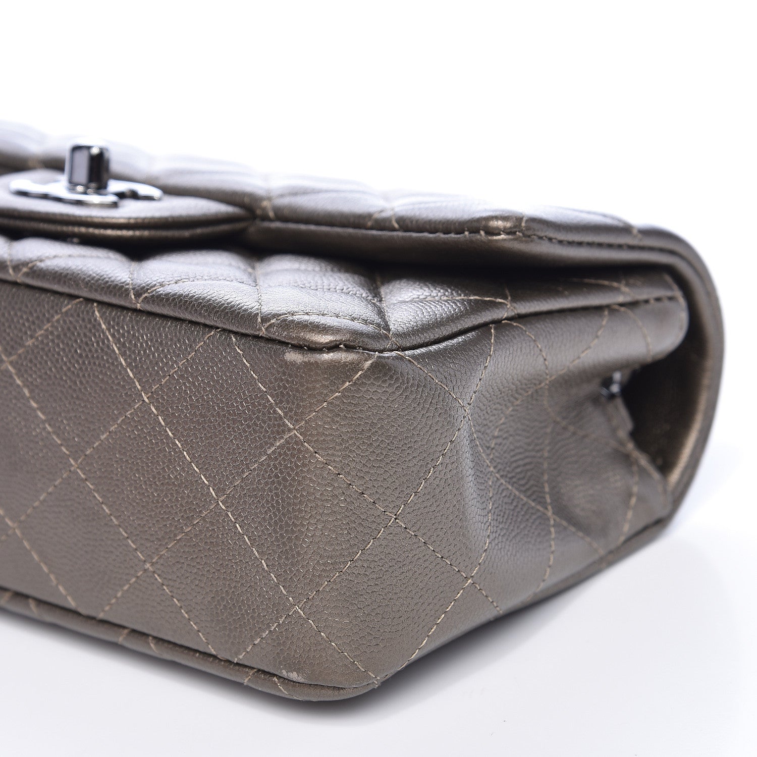 Chanel Metallic Caviar Quilted Mini Rectangular Flap Bronze 10 of 17
