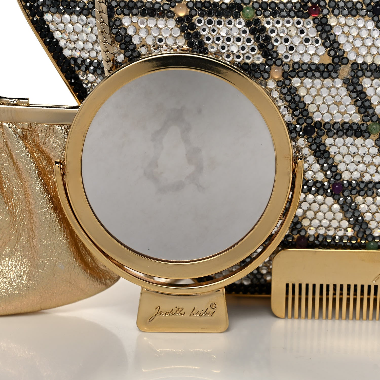 Judith Leiber Crystal Minaudiere Clutch Gold Multicolor 10 of 13