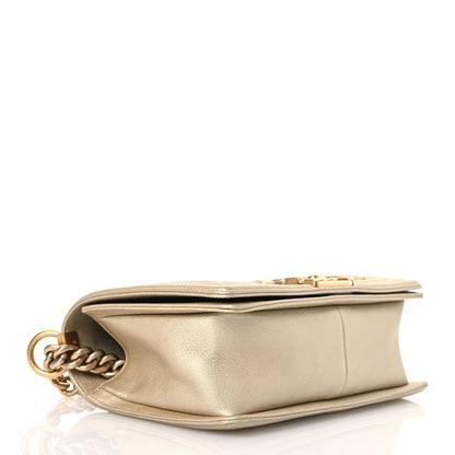 Chanel Metallic Lambskin Medium Golden CC Boy Flap Dark Gold 4 of 16
