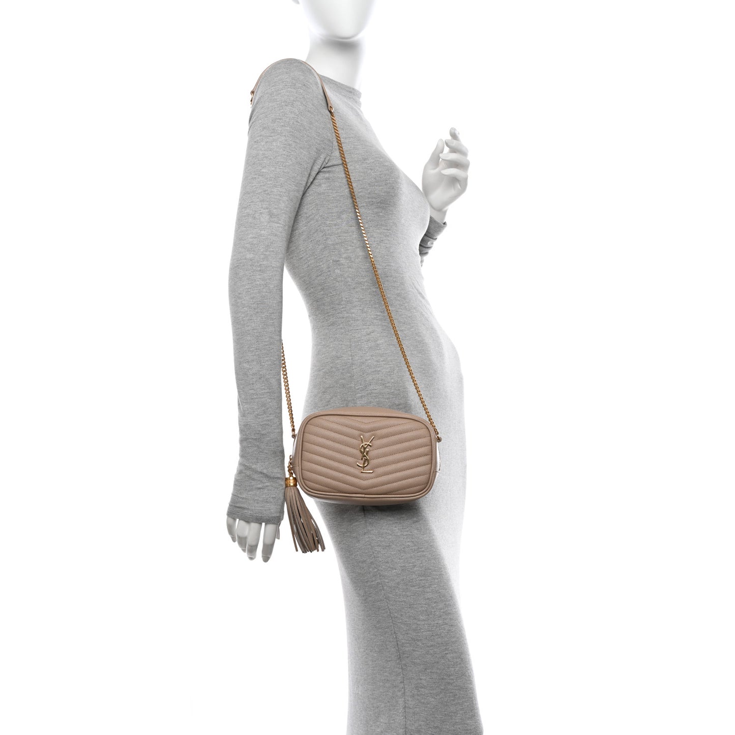 Grain De Poudre Matelasse Monogram Mini Lou Camera Bag Dark Beige