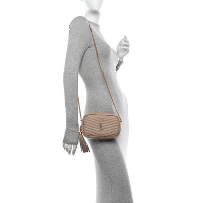 Saint Laurent Grain De Poudre Matelasse Monogram Mini Lou Camera Bag Dark Beige 2 of 12