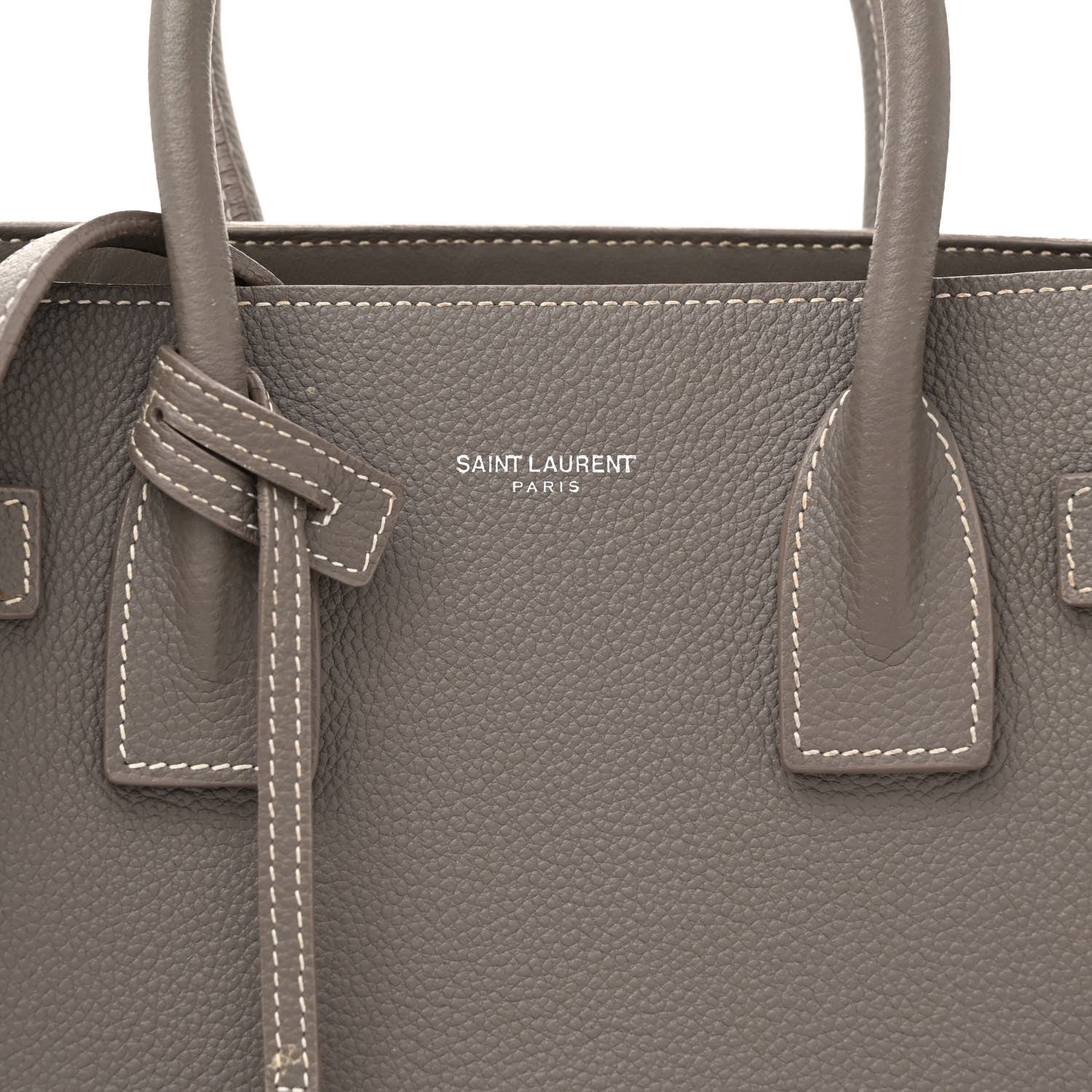 Saint Laurent Grained Calfskin Topstich Baby Sac De Jour Grey 8 of 20