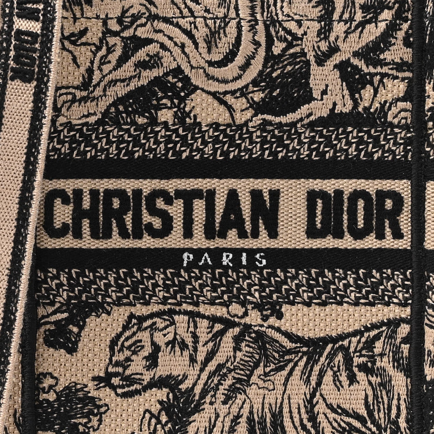 Christian Dior Canvas Toile de Jouy Embroidered Mini Book Tote Phone Bag Beige Black 6 of 9
