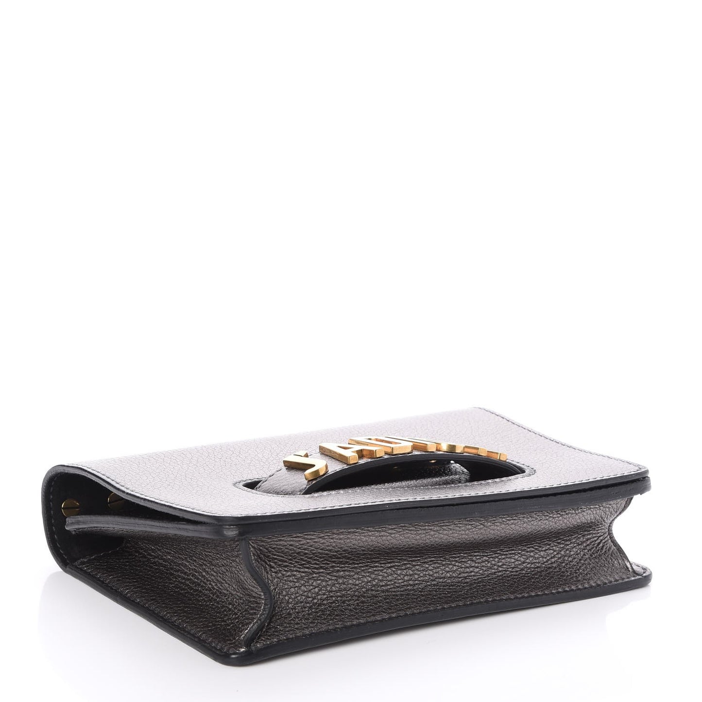 Metallic Grained Calfskin J'Adior Chain Flap Bag Gunmetal