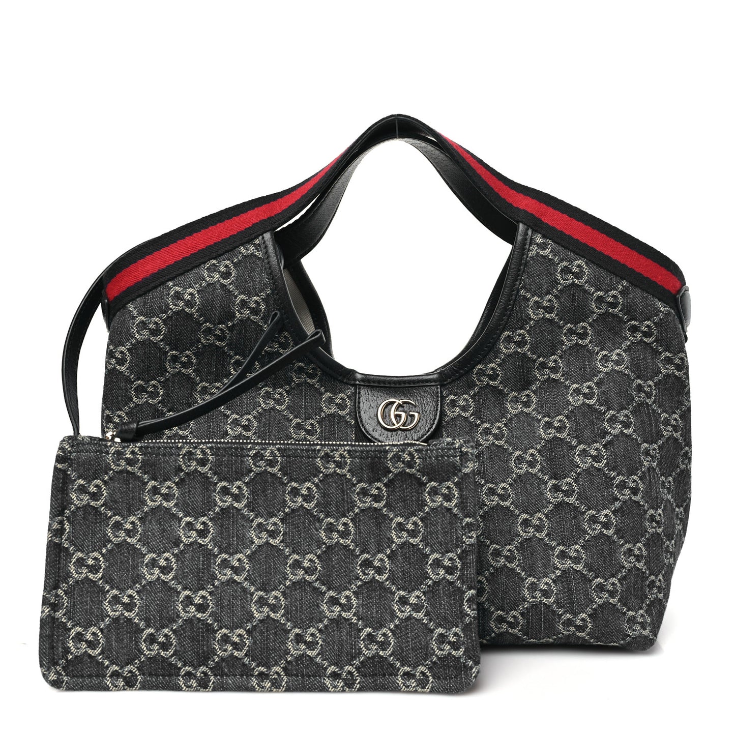Denim GG Monogram Web Small Giglio Tote Blue White