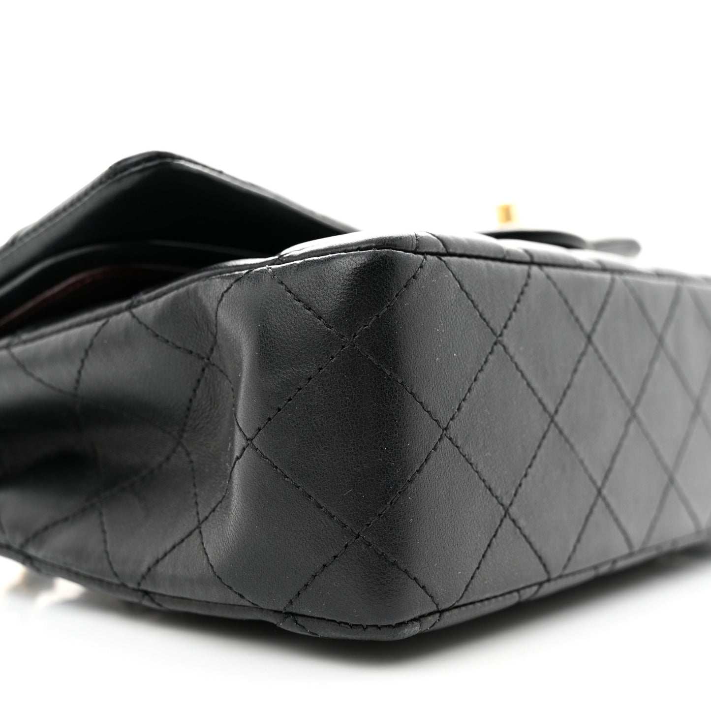 Lambskin Quilted Medium Double Flap Black