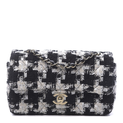 Chanel Tweed Quilted Mini Rectangular Flap Black Ecru White 1 of 11