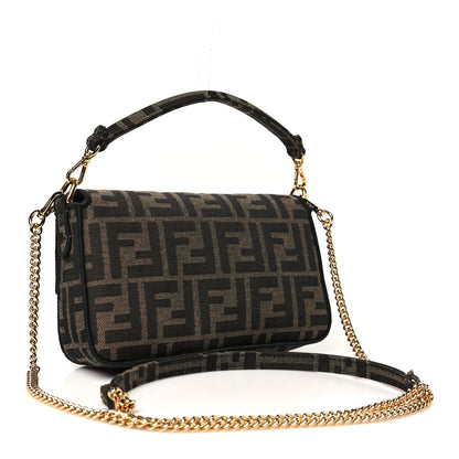Fendi Fabric Jacquard FF 1974 Mini Baguette Tobacco Moro Black 3 of 11