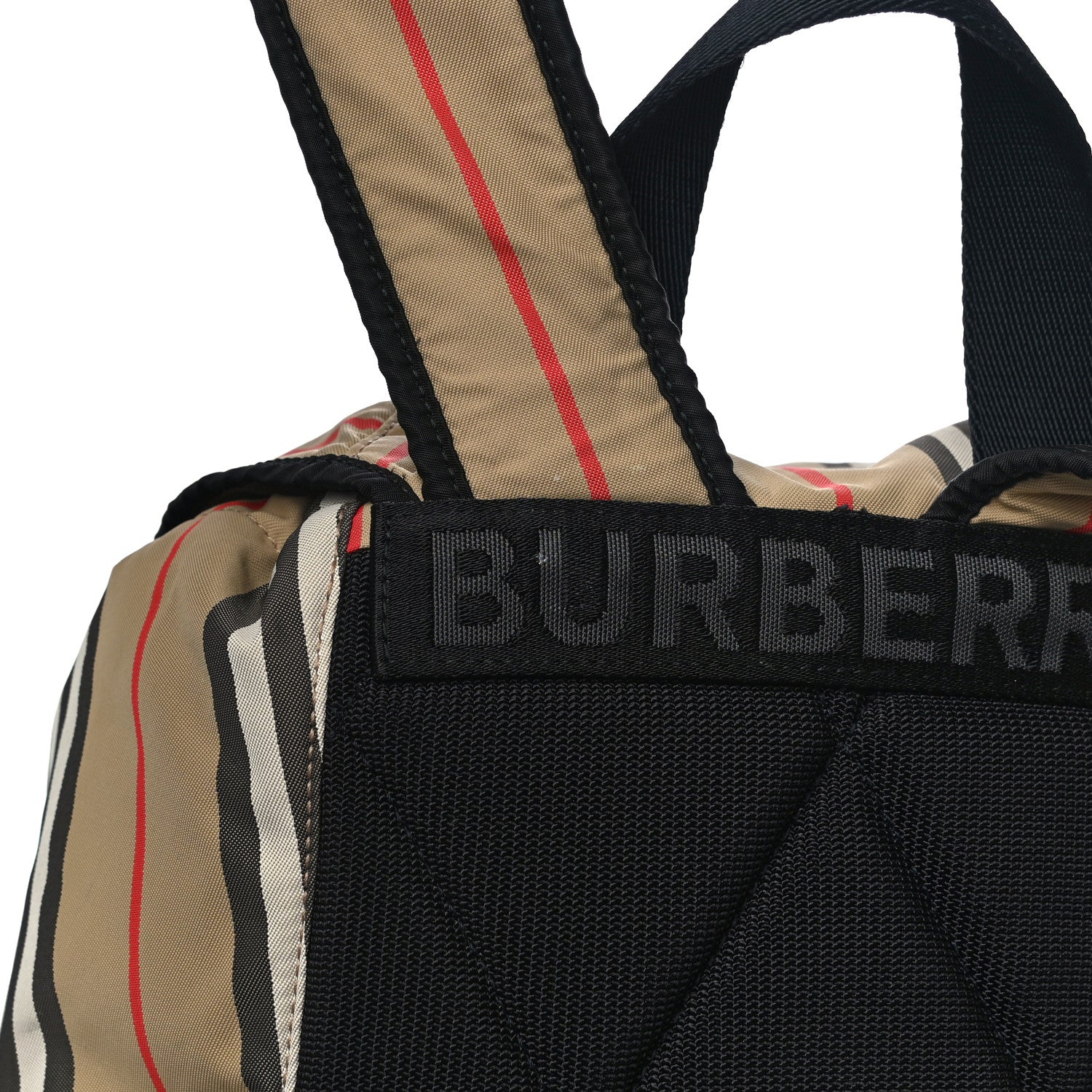 Burberry Nylon Icon Stripe Check Logo Print Backpack Natural 14 of 14