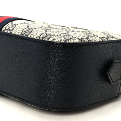 Gucci GG Supreme Monogram Textured Dollar Calfskin Web Small Ophidia Camera Bag Beige Blue 10 of 10