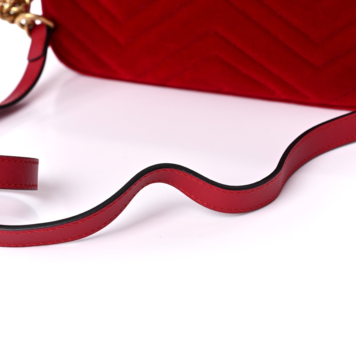 Gucci Velvet Matelasse Small GG Marmont Chain Shoulder Bag Hibiscus Red 15 of 15