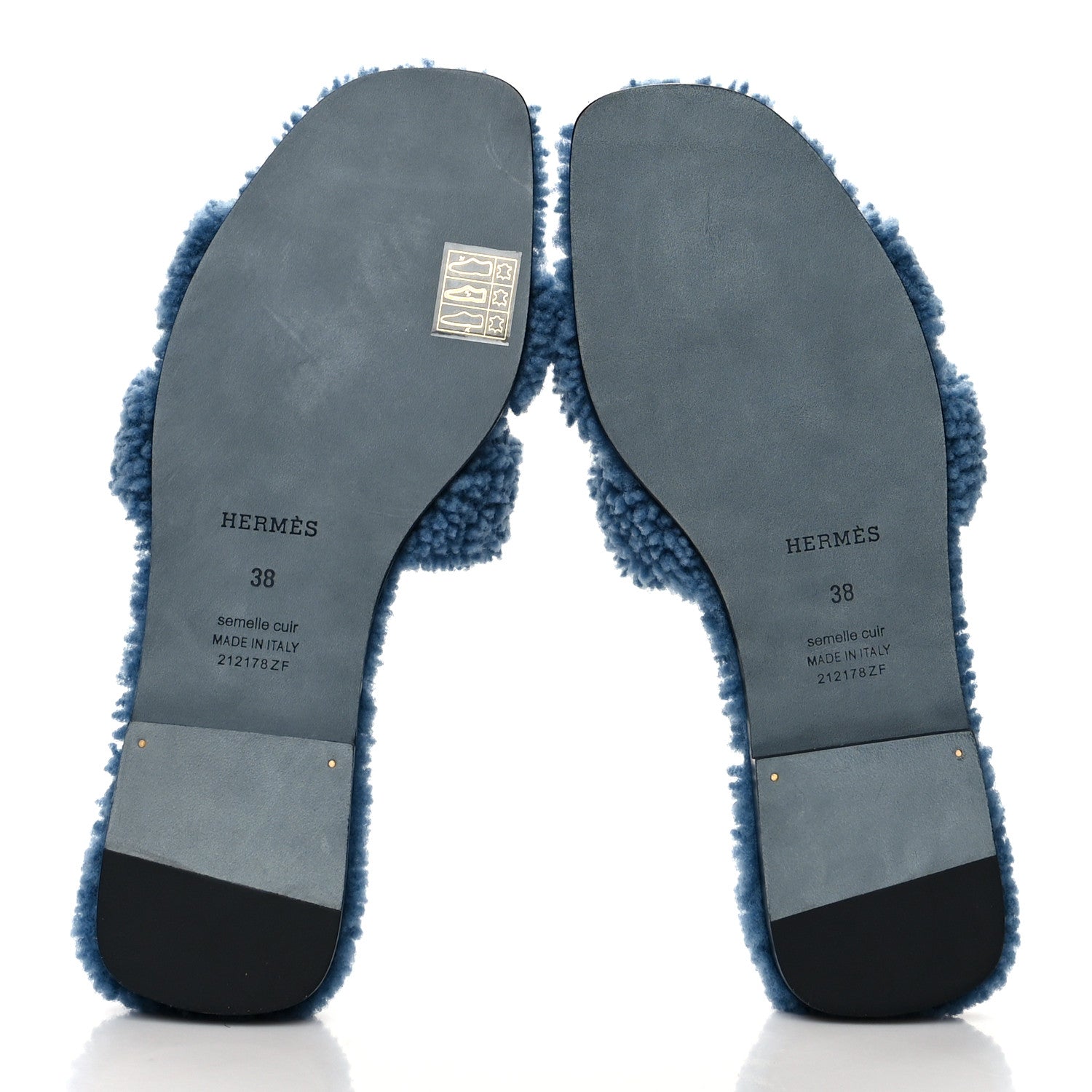 Hermes Woolskin Oran Sandals 38 Bleu 5 of 8