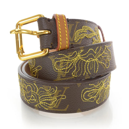 Louis Vuitton Monogram Dentelle Belt w Gold Buckle 90 36 2 of 9
