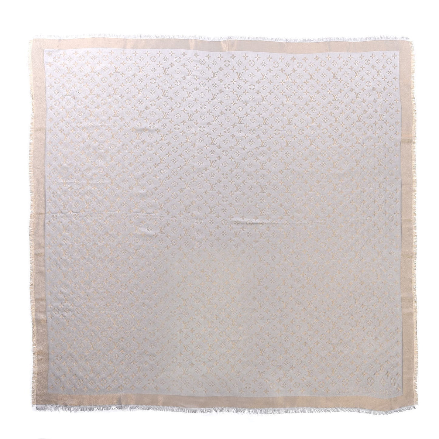 Silk Lurex Wool Monogram Shine Shawl Greige