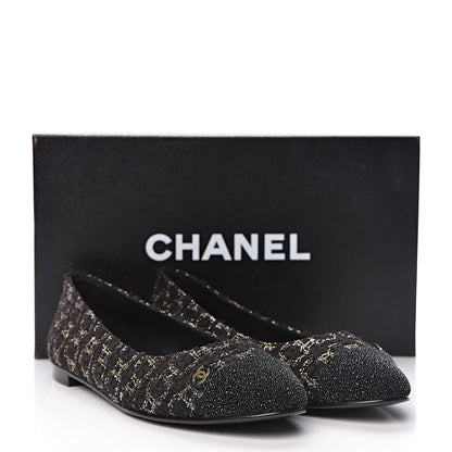 Chanel Tweed Cap Toe Ballerina Flats 36 Black 8 of 8