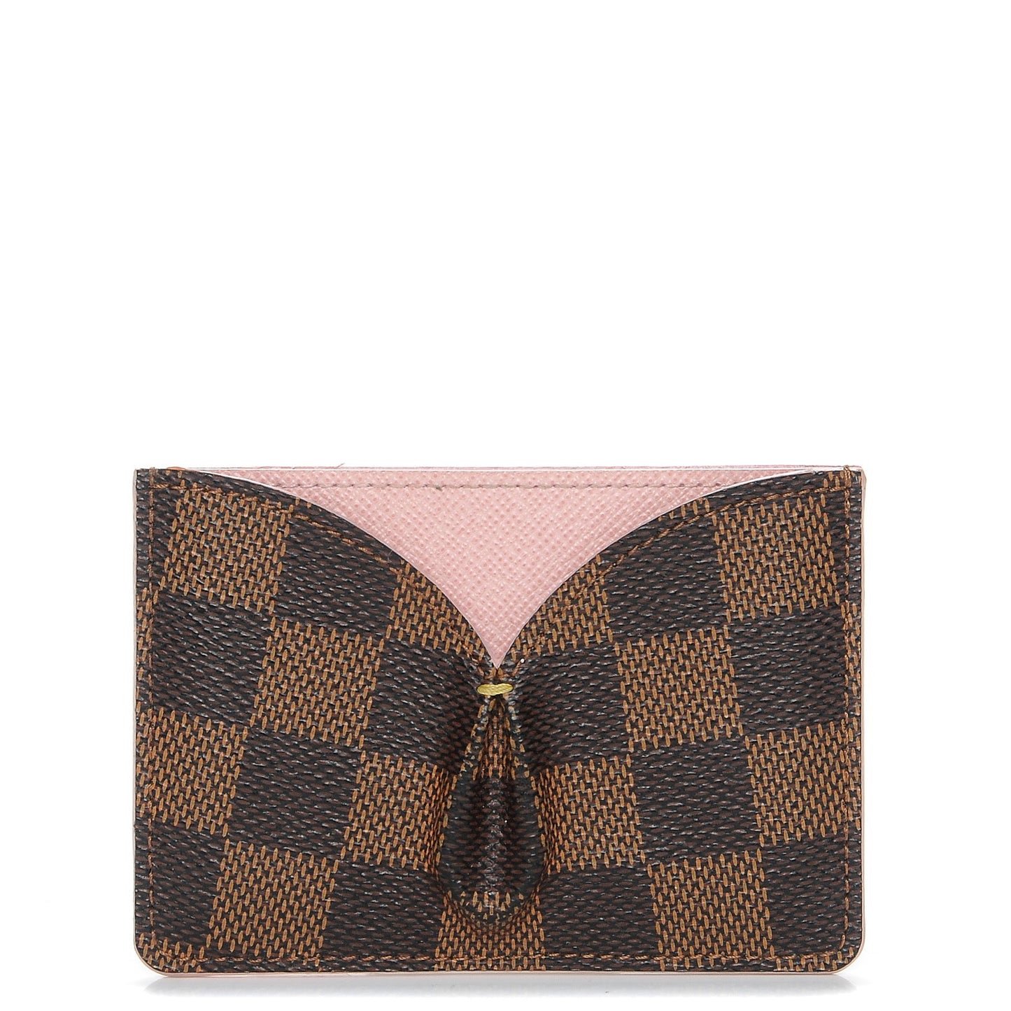 Damier Ebene Caissa Card Holder Rose Ballerine
