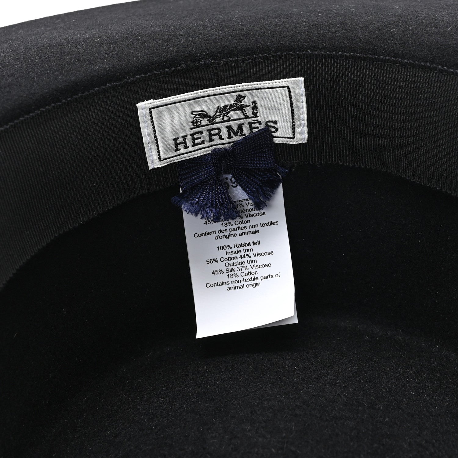 Hermes Rabbit Felt Dakota Love Hat 59 Black 8 of 8
