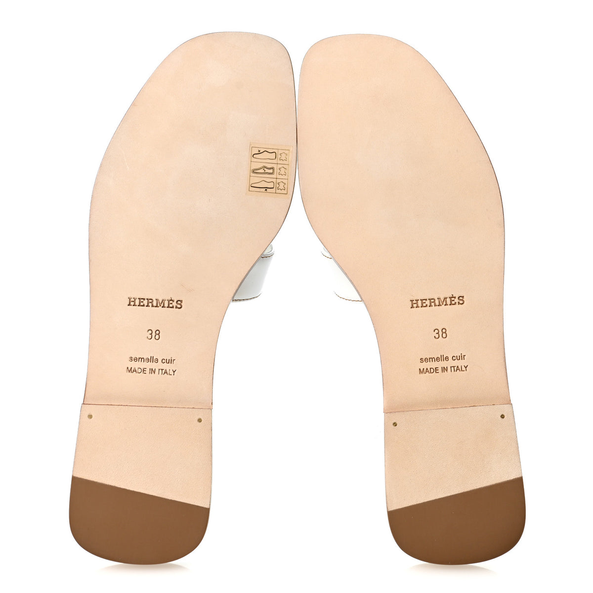 Hermes Box Calfskin Oran Sandals 38 White 6 of 9