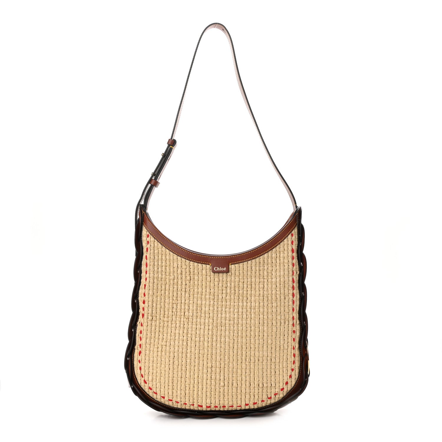 Chloe Calfskin Raffia Embroidered Medium Darryl Hobo Brown 1 of 9