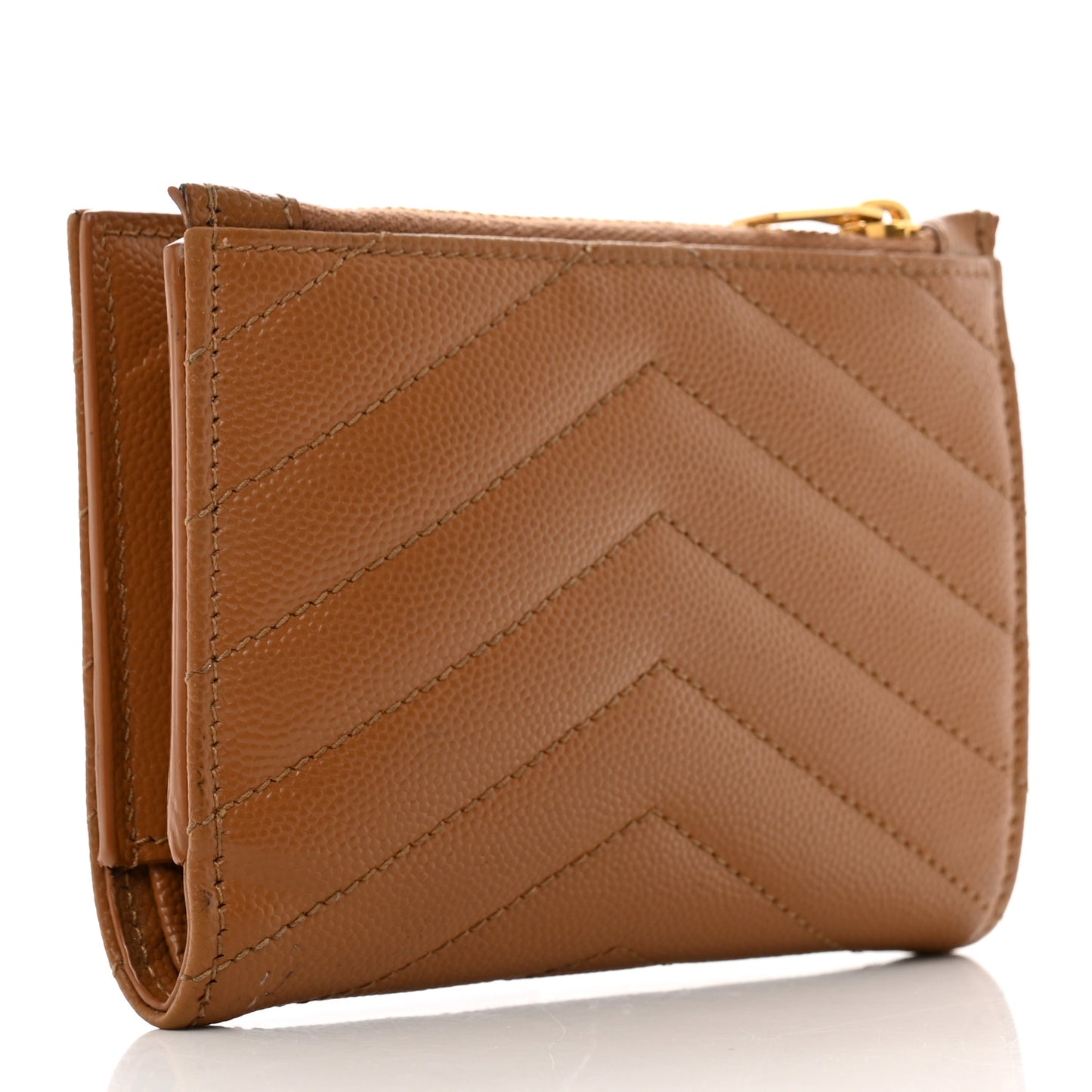Grain De Poudre Matelasse Chevron Monogram Zipped Card Case Natural Dark