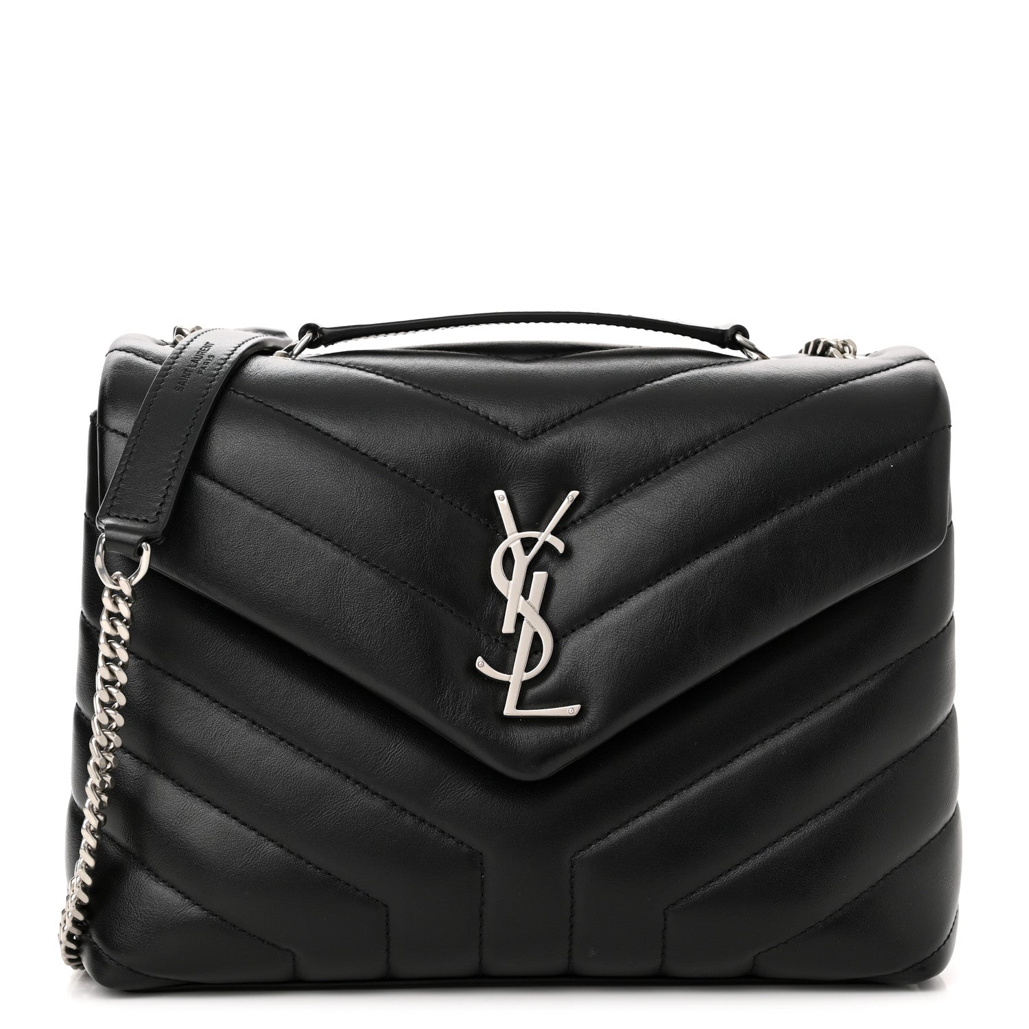 Saint Laurent Calfskin Y Quilted Monogram Small Loulou Chain Satchel Black 1 of 11