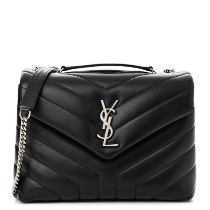 Saint Laurent Calfskin Y Quilted Monogram Small Loulou Chain Satchel Black 1 of 11