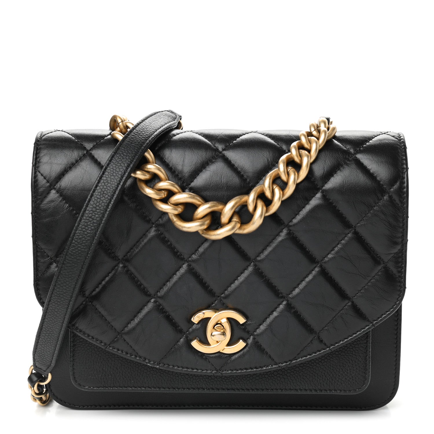 Chanel Calfskin Caviar Quilted Chain Handle Flap Black 1 of 12