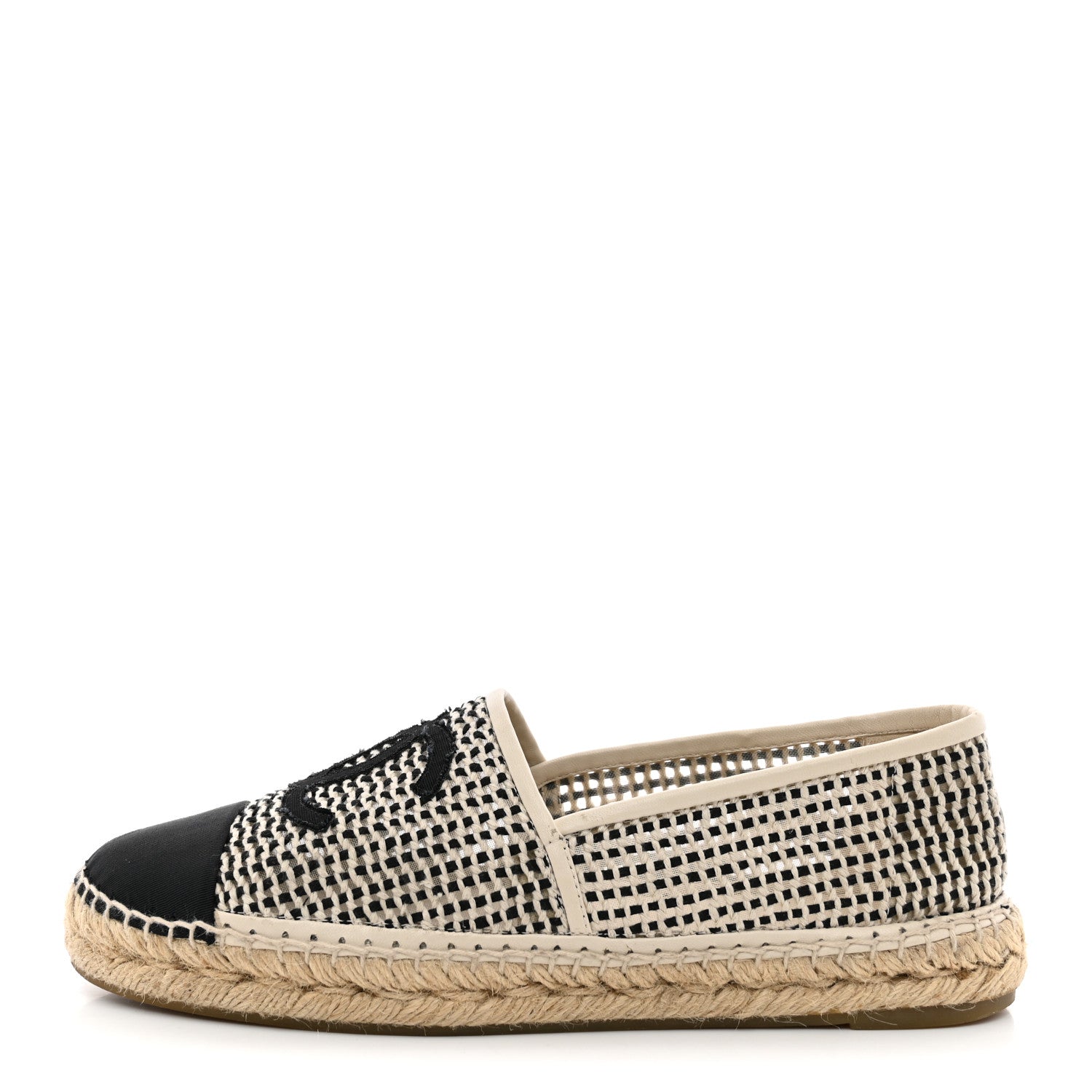 Chanel Mesh Grosgrain CC Espadrilles 40 Beige Black 1 of 8