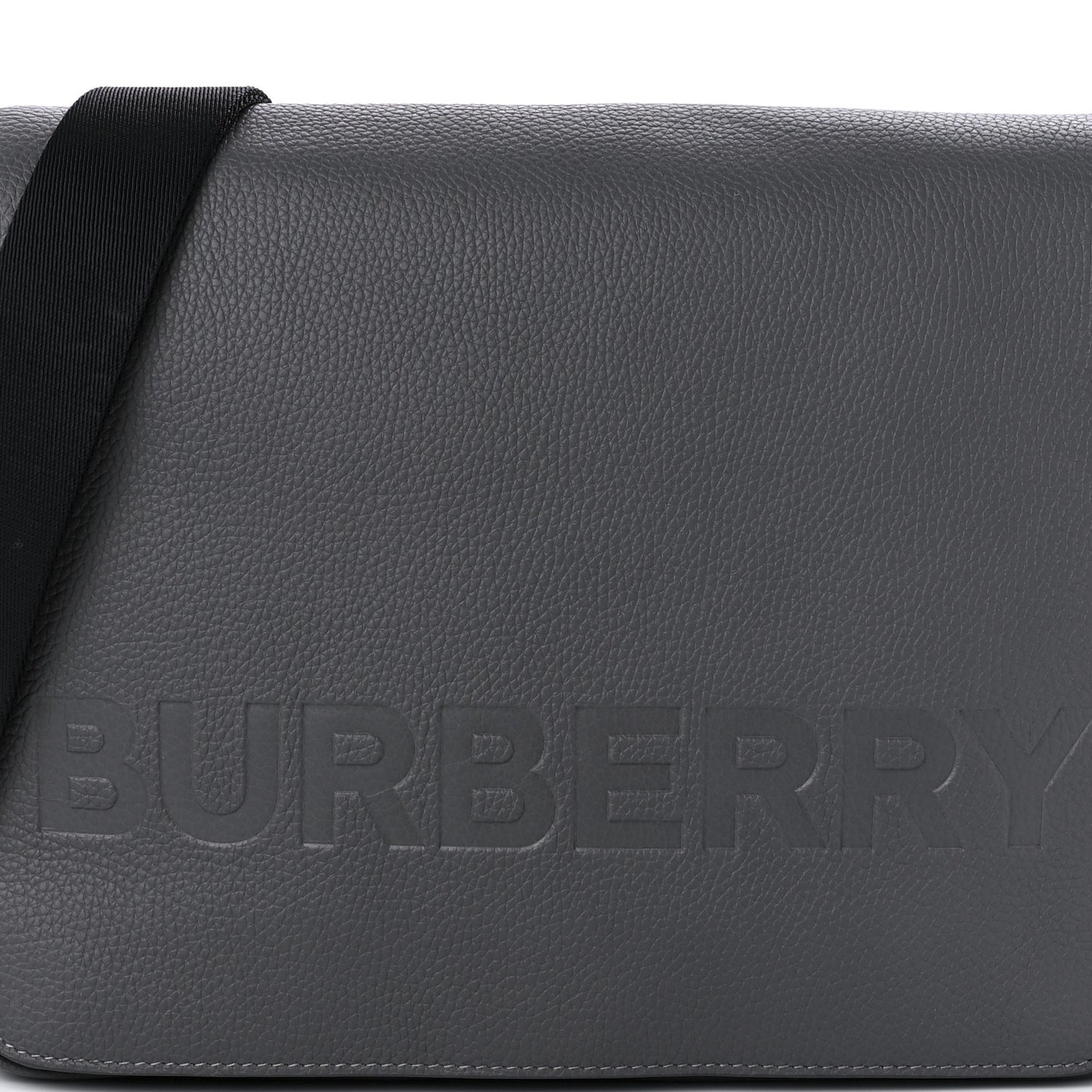 Grainy Calfskin Embossed Bruno Messenger Charcoal Grey